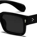 EYLRIM Square Frame Sunglasses for Women Men Trendy Chunky Rectangle Sun Glasses Black Shades UV400 Protection (A1 Black/Grey)