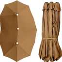 15ft Outdoor Umbrella Cloth Replacement Table Umbrella Cover, 12 Ribs Umbrella Canopy Replacement(Khaki)
