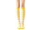 DOREMIYA Women's Knee length Striped Socks Outdoor Sports Dopamine Vitality Cute Music Festival Role Playing Program Performance White Yellow Socks (Yellow)