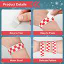 AllReal 600 Pcs Red Checkered Paper Wristbands Checks Wrist Bands for Events Neon Waterproof Paper Bracelets Adhesive Identification Hand Bands for Concerts Party