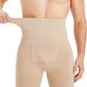 TAILONG Mens Shapewear Tummy Control Underwear Compression Shorts Slimming Body Shaper Leg Boxer Briefs, 2XL