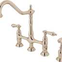 Kingston Brass KS1276ALBS Heritage Bridge Kitchen Faucet, Polished Nickel, 13.88 x 8.56 x 13.13