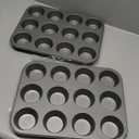 Amazon Basics Nonstick Round Muffin Baking Pan, 12 Cups, Set of 2, Gray, 13.9x10.55x1.22"