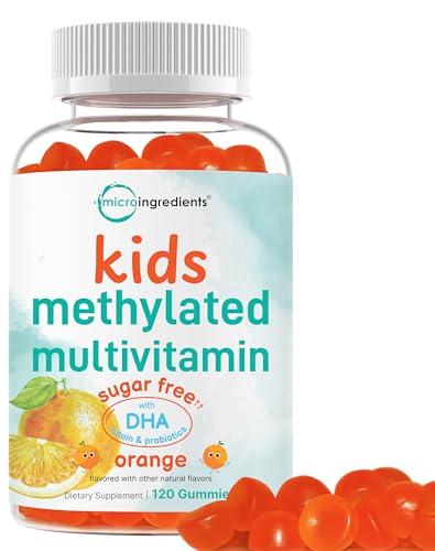 Methylated Multivitamins Gummies for Kids, 120 Count | Sugar Free Orange Flavored | 20-in-1 Complete Formula with DHA, Lutein, Probiotics, B12, Folate & More | Essential Vitamins & Minerals | Non-GMO, BBD 09/09/2027