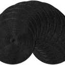 Leetaltree Round Placemats Heat and Slip Resistant Cotton Table Mats, Washable Bohemian Placemats for Dining Tables (Black, Set of 12)