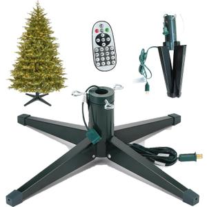 Rotating Christmas Tree Stand, Artificial Christmas Tree Base with Remote Control and Music, Adjustable Speed and Lighting, Suitable for Trees That are 7.5 feet Tall and weigh 100 pounds.
