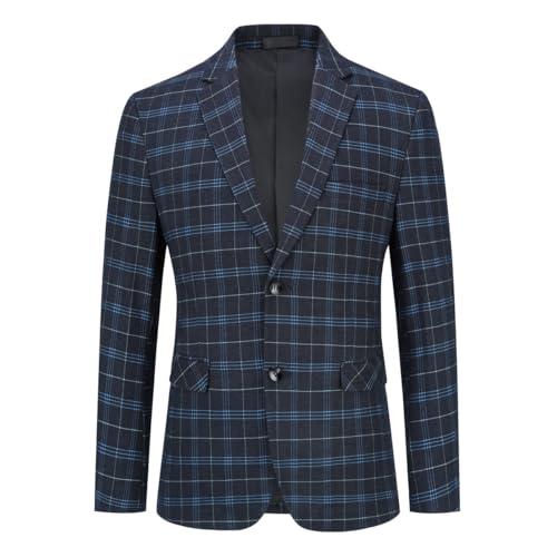 Iynnijoy Men's Plaid Blazer Casual Sports Coat Slim Fit Plaid Suit Jackets for Party Wedding XL