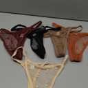 J-pone G-String Thongs for Women T-back Lace Hollow Out Low Waist Thongs Breathable Cheeky Sexy Underwear Panties 5Pack (Medium)