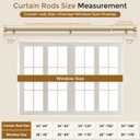 2 Pack Brass Gold Curtain Rod 34 to 124 Inch, Brushed Warm Gold 1 Adjustable Long Heavy Duty Curtain Rods for Windows, Decorative Antique Drapery Rods with Modern Solid Aluminum Finials