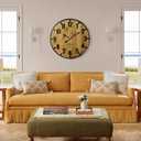 Vantic Farmhouse 24 Inch Extra Large Decorative Wall Clock with Metal Circle, Oversized Wood Wall Clock with Large Arabic Numeral for Living Room, Bedrooms and Offices, Silent and Battery Operated
