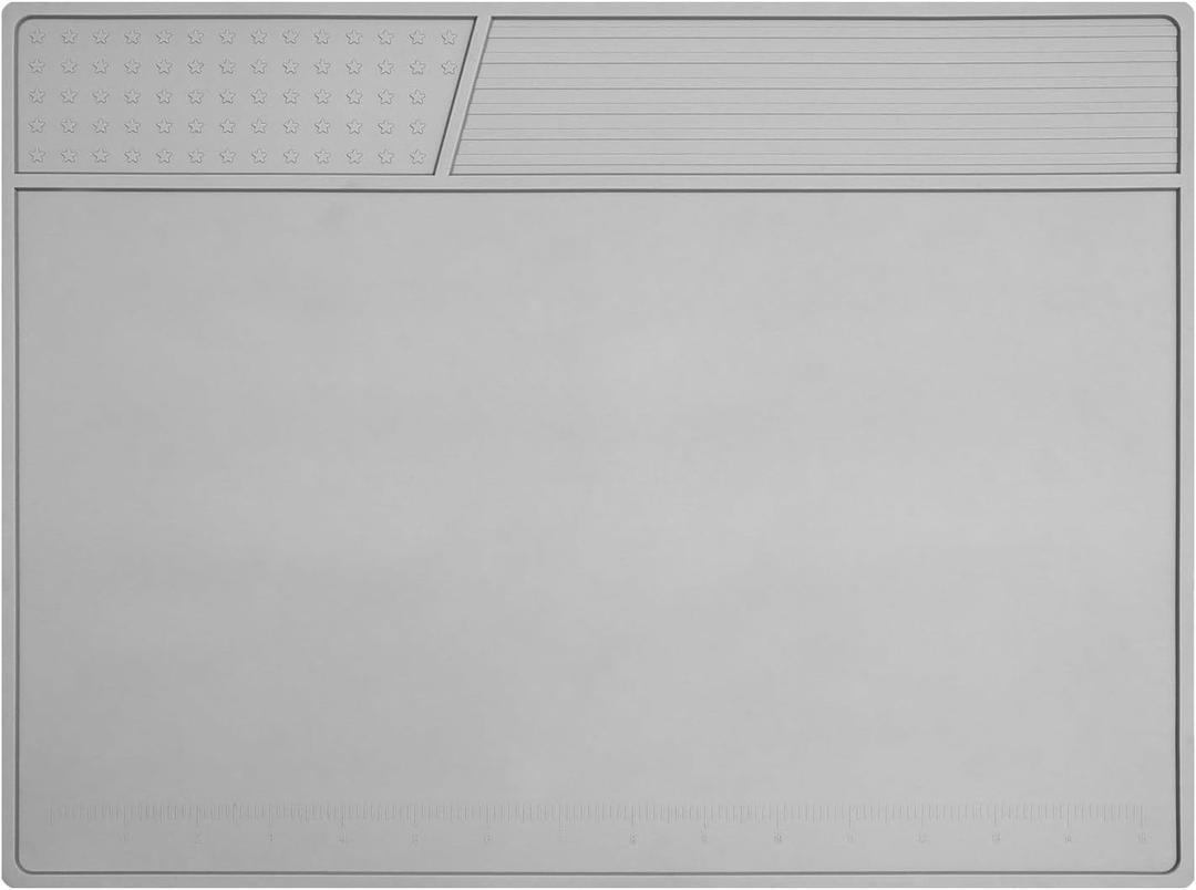 Grey Soldering Mat Heat Resistant 932 Solder Mat, With Scale Ruler And Screw Position, Silicone Repair, For Electronics, Computer, Phone, Magnetic Work, Indicators, Size 16 * 12 in