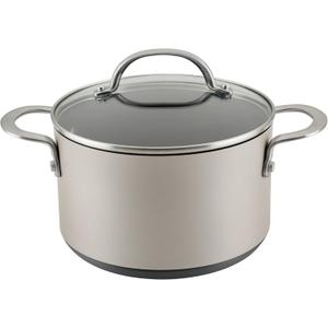 Anolon Achieve Hard Anodized Nonstick Saucepot with Lid, Aluminum, 4 Quart, Silver