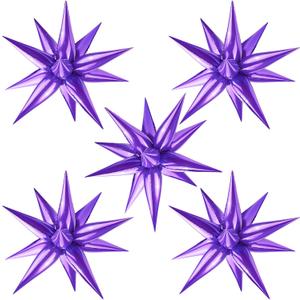 60 PCS Purple Star Balloons, 12 Point cone Explosion Star Foil Balloons for Birthday, Halloween, Bridal Shower, Wedding, Graduation Decorations (Purple)