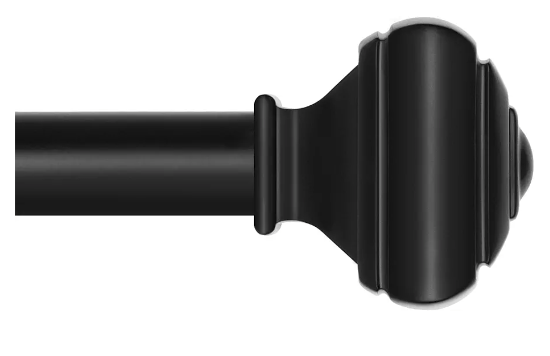 Adjustable Curtains Rods for Windows 48 to 84 Inch, USFOOK 7/8 Inch Splicing Single Curtain Pole Set, Decorative Drapery Rods 32 to 86 Inch for Home, Black Square Finials