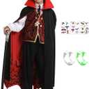 Kids Deluxe Vampire Costume Boys for Halloween Costumes Set Party Favors Outfit with Accessories (XXL)