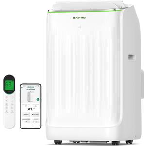 ZAFRO Smart Inverter Portable Air Conditioners, 16000 BTU (12000 BTU SACC) Dual Hose Portable AC Unit with Energy Saving/ Ultra Quiet(42dB)/ Drainage-free Cooling/ APP/ Remote for Multi-Scenario Use