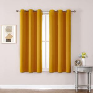 ChrisDowa Grommet Room Darkening Curtains for Bedroom and Living Room - 2 Panels Set Thermal Insulated Blackout Curtains (Mustard Yellow,29W x 38L) 