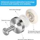 Suction Cup Hooks for Shower, Heavy Duty Towel Hooks for Walls No Damage, Suitable for Hanging Towels, Robes, Coats, Holds 15 lbs-2pack, Brushed Silver