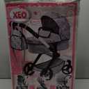 Bayer Design Dolls: Pram Xeo - Grey, Pink, Stars - Includes Shoulder Bag, Fits Dolls Up to 18', Convertible to A Pushchair, Adjustable Handle & Swivel Front Wheels, Accessory for -Plush Toys, Ages 3+