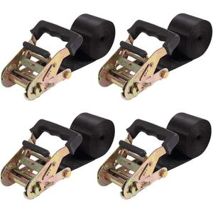 Endless Ratchet Tie Down Straps Heavy Duty Cargo Tie Downs, Sturdy Nylon Black Strap Down Ratcheting Securing Straps, Track Spring Fittings, Tie-Down Motorcycles, Trailer Loads, Kayak (2"x10'-4pcs black)