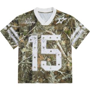 SOLY HUX Men's Graphic Jersey T-Shirts V Neck Racing Print Casual Tees Streetwear Summer Top Tshirt (L)