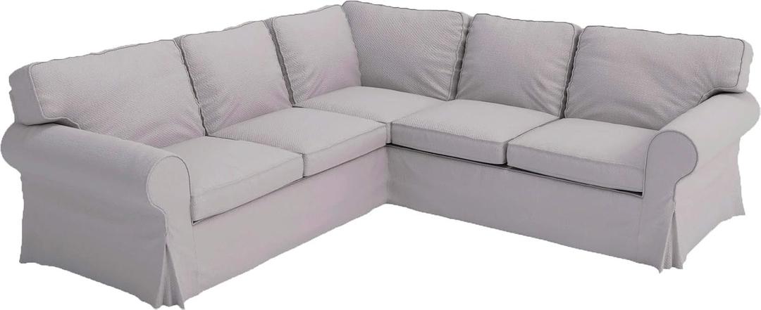 Heavy Duty Polyester Sofa Cover Only Replacement Compatible with IKEA Ektorp 3 Seat Sofa, Loveseat, Armchair, Sectional Corner, Chaise or Footstool Ektorp Slipcover (Light Gray Polyester 2+2)