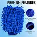 3 x Ultra Plush Microfiber Car Wash Mitt - Scratch-Free, Lint-Free, Extra Absorbent, Machine Washable - Detailing Chenille Cleaning Mitt Perfect for Cars, Trucks, Motorcycles, and Household Surfaces (2 Pack, Blue)