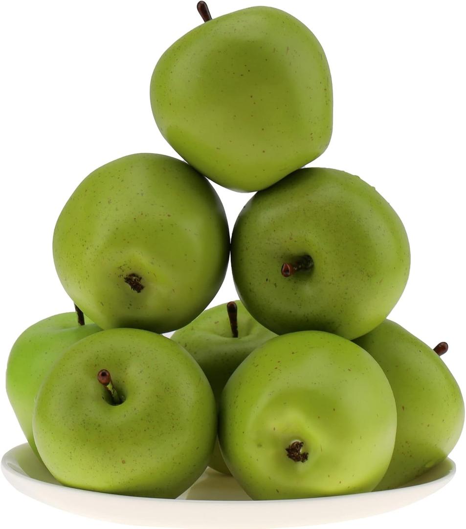 Gresorth 6pcs High Grade 7cm Size Fake Green Apple Decoration Artificial Realistic Fruit Simulation for Home Party Christmas Display