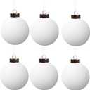 6 PcsVelvet Christmas Balls Bulk Shatterproof Plastic Christmas Tree Decorations for Decorative Hanging Baubles (6, White, 3.94Inch)