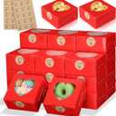 25 Pcs Red Bakery Boxes for Women Mother with Window Heart Cupcake Treat Cookie Dessert Box Bulk Mom Gift for Chocolate Strawberries Donuts Candy Party Favor (4x4x2 Inch)