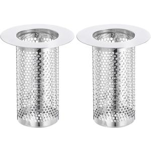 uxcell 2 Pack Shower Drain Strainer, 3.1" x 2.2" Stainless Steel Floor Drain Strainer Deep Sink Hair Catcher for Kitchen Bathroom Balcony Floor Drain, Fit Hole Size from 1.4" to 2"