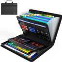 Hontom Fireproof Accordion File Organizer with Lock, 13 Pockets Expanding File Folder with Handle, Portable Business Document Organizer with Secure Storage for Letter A4 Files