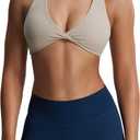 Aoxjox Women's Workout Sports Bras Fitness Metamorph Sienna Twist Bra Yoga Crop Tank (Beige, L)