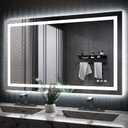 ISKM 50'' x 30'' LED Mirror for Bathroom Lighted Vanity Mirror for Wall Front Lights + Backlit LED Bathroom Mirror Anti-Fog Tempered Glass ETL Listed
