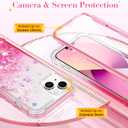 Ruky Case for iPhone 13 & iPhone 14, Full Body Glitter Liquid Case with Built-in Screen Protector Soft TPU Protective Girls Women Phone Case for iPhone 13 & iPhone 14 6.1, Gradient Pink