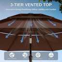 10ft Patio Umbrella, 3 Tier Outdoor Market Table Umbrellas with 8 Fiberglass Ribs and Push Button Tilt, Windproof, Vented Canopy, UV Protection for Deck, Pool, Backyard