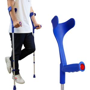 PEPE Mobility Forearm Crutches for Adults (x2 Units) Open Cuff, Adjustable Height, Aluminium, Lightweight Elbow Crutches, Made in Europe (Blue)