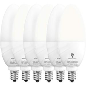 6 Pack BlueX Dusk to Dawn LED Bulbs, 6W E12 Base Light Bulb - 65W Equivalent  5000K Daylight White - Smart Light Sensor Candelabra Bulb, Home Security Driveway, Yard, Porch Lighting