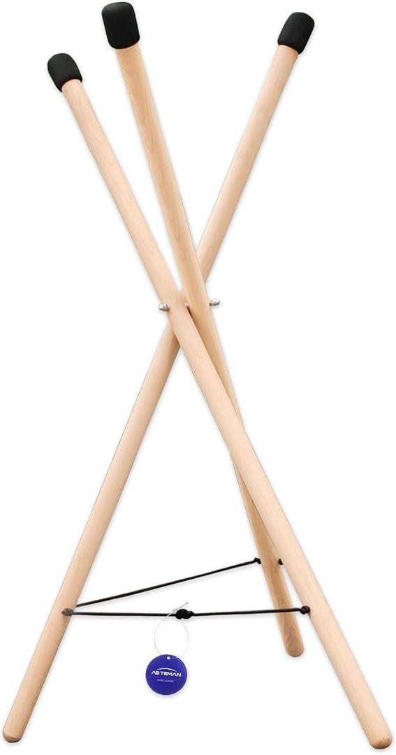 ASTEMAN Handpan Stand – Adjustable Wooden Triangle Drum Stand, Compatible with Handpans/Tongue Drums/Steel Tongue Drums, Fits 12-22 Inch Instruments (Tall Wooden Drum Stand)