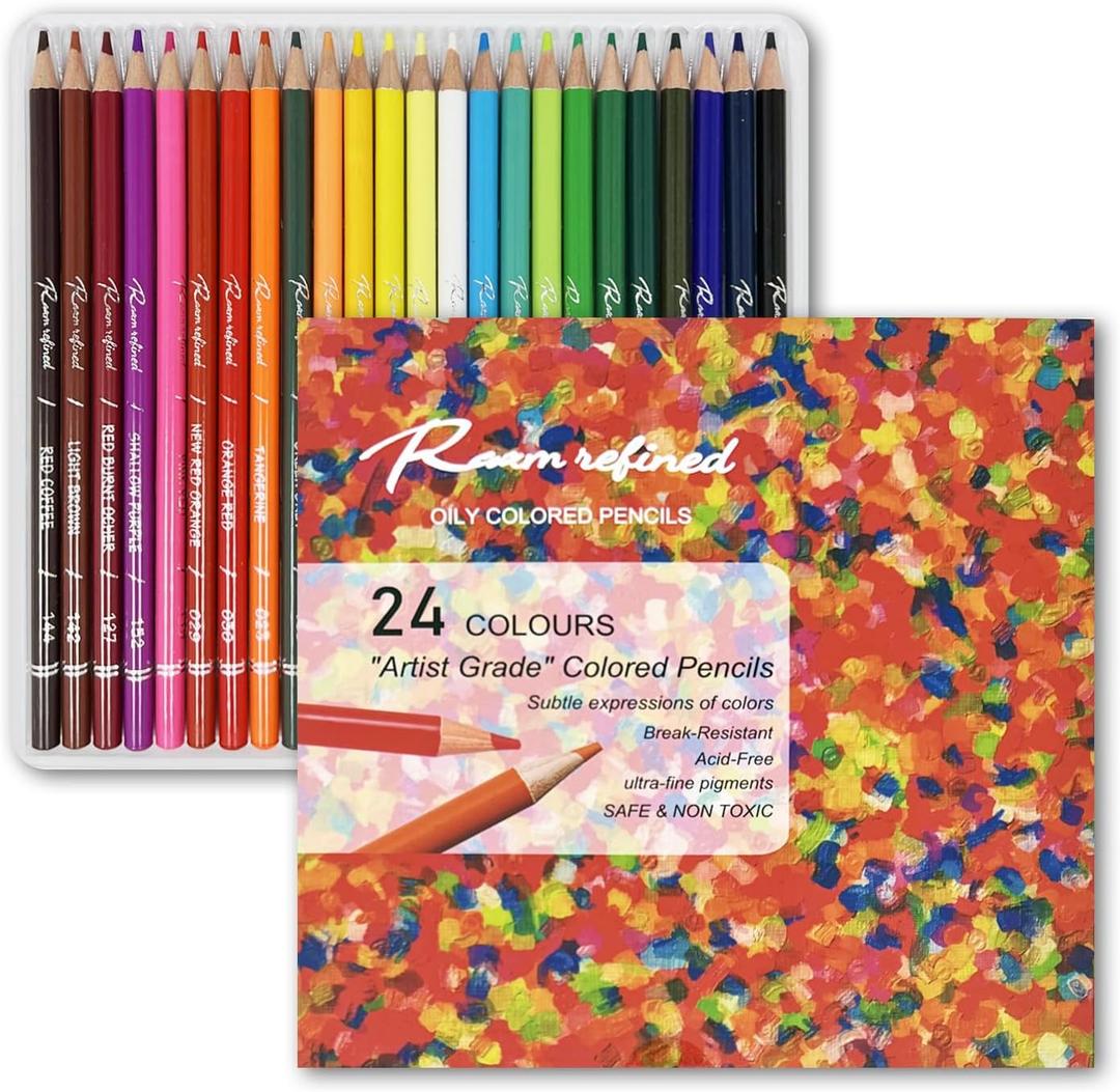 Colored Pencils 24 Count, Artist Soft Series Lead Cores with Vibrant Colors, Professional Oil Based Colored Pencils, Drawing Pencils, Art Pencils Gift Box