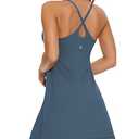 Womens Tennis Dress, 2-in-1 Golf Workout Dress with Built-in Bra & Shorts Pockets, Athletic Dresses with Adjustable Strap Medium