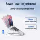 Portable Aluminum Alloy Laptop Stand, 7-Level Adjustable, Foldable, Ergonomic, Suitable for Laptops up to 18 Inches, Grey Metal