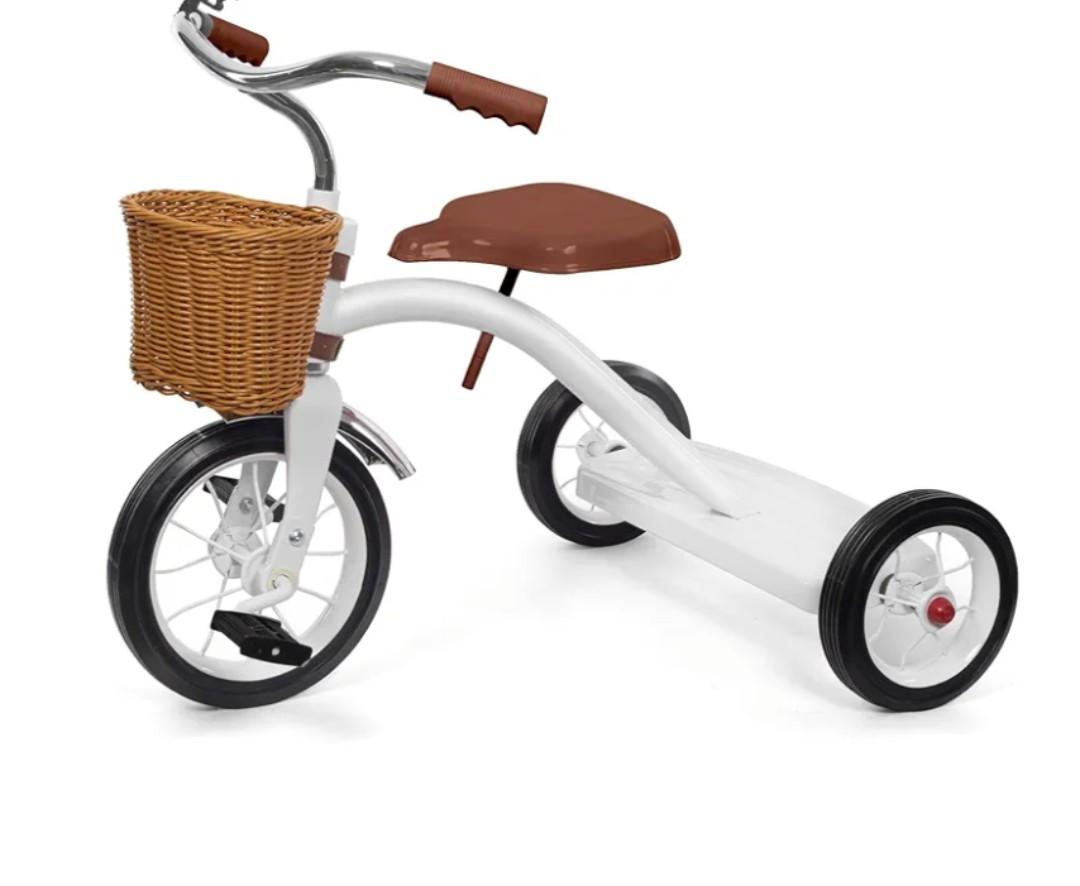 KRIDDO Classic All Metal Toddler Trike, Gift for Boys and Girls Ages 2 to 4 Year Olds, Tricycle for 1 to 3 Year Olds, Sturdy Rear Deck, Deluxe Steer and Ergonomics Grip, Indoor and Outdoor, White (some parts missing)
