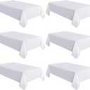 sancua 6 Pack White Tablecloth 60 x 102 Inch, Rectangle Table Cloth for 6 Feet Tables - Stain and Wrinkle Resistant Washable Polyester Table Cover for Dining Tables, Buffet Parties and Camping