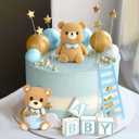 Baby Shower Cake Topper for Boy Bear Theme We Can Barely Wait Decorations Adorable Baby Boy Shower Cake Decorations with Bear Topper for Gender Reveal Newborn Celebration
