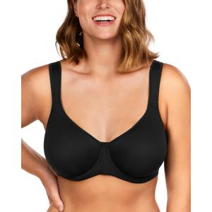 HSIA Bras for Women Minimizer Full Coverage, Plus Size T Shirt Unlined Underwire Smooth Bra, Seamless Cups Joan Ultimate Soft Black (Black)