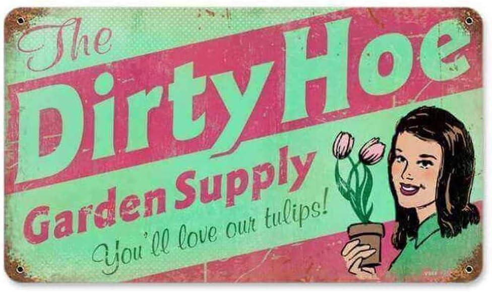 Retro Dirty Hoe Garden Supply Metal Tin Sign Vintage Coffee Wall Coffee Bar Decor 8x12 Inch Tin Sign Wall Decoration