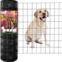 FOREHOGAR Black PVC Coated Welded Wire Fence 24 Inch x 50 Foot, 2 Inch x 3 Inch 16GA, Garden Border Fencing Roll Vinyl Coating Metal Wire Mesh for Yard Vegetable Plant Protection Poultry Netting