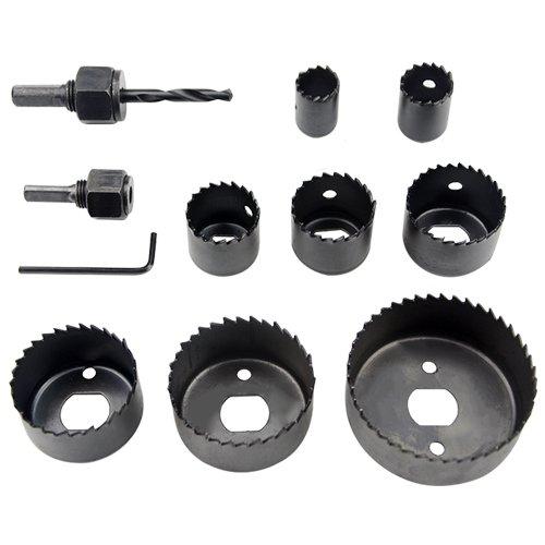 XINGYHENG 11Pcs Hole Saw Kit (with 2 Mandrel 8 Blade and 1 Hex Key Wrench) 3/4"- 21/2" Hole Saw Drill Bit Set Ideal for Woodworking PVC Plastic Board and Pipes Plasterboard