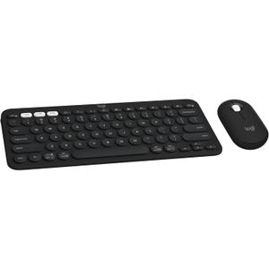 Logitech Pebble 2 Combo, Wireless Keyboard and Mouse, Quiet and Portable, Customizable, Logi Bolt, Bluetooth, Easy-Switch for Windows, macOS, iPadOS, Chrome - Black (One Size)